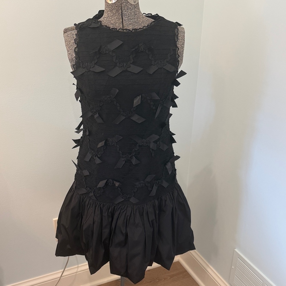 RED Valentino Black Textured Mini Dress - Picture 1 of 12